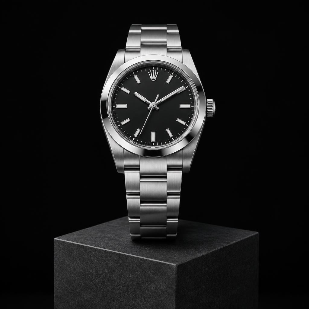 Illustrative silver luxury watch